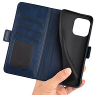 iPhone 16 Pro Hoesje - MobyDefend Luxe Wallet Book Case (Sluiting Zijkant) - Blauw