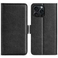 iPhone 16 Pro Hoesje - MobyDefend Luxe Wallet Book Case (Sluiting Zijkant) - Zwart