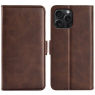 iPhone 16 Pro Hoesje - MobyDefend Luxe Wallet Book Case (Sluiting Zijkant) - Bruin