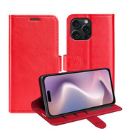 iPhone 16 Pro Hoesje - MobyDefend Wallet Book Case (Sluiting Achterkant) - Rood