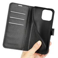 iPhone 16 Pro Hoesje - MobyDefend Kunstleren Wallet Book Case (Sluiting Voorkant) - Zwart