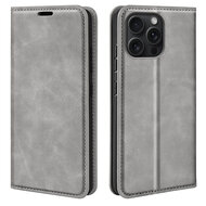 iPhone 16 Pro Hoesje - Luxe Wallet Bookcase (Magnetische Sluiting) - Grijs