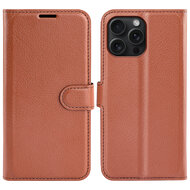 iPhone 16 Pro Max Hoesje - MobyDefend Kunstleren Wallet Book Case (Sluiting Voorkant) - Bruin