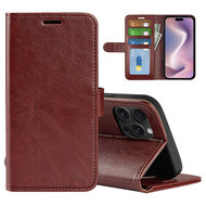 iPhone 16 Pro Max Hoesje - MobyDefend Wallet Book Case (Sluiting Achterkant) - Bruin