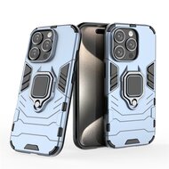 iPhone 16 Pro Max Hoesje - MobyDefend Dubbelgelaagde Pantsercase Met Standaard - Blauw