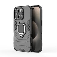 iPhone 16 Pro Max Hoesje - MobyDefend Dubbelgelaagde Pantsercase Met Standaard - Zwart