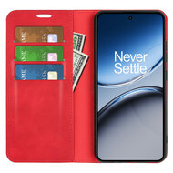 OnePlus Nord 4 Hoesje - Luxe Wallet Bookcase (Magnetische Sluiting) - Rood