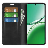 Oppo Reno12 F Hoesje - Luxe Wallet Bookcase (Magnetische Sluiting) - Zwart