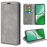 Oppo Reno12 F Hoesje - Luxe Wallet Bookcase (Magnetische Sluiting) - Grijs