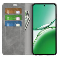 Oppo Reno12 F Hoesje - Luxe Wallet Bookcase (Magnetische Sluiting) - Grijs