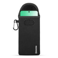 Hoesje voor Oppo Reno12 F - MobyDefend Neopreen Pouch Met Karabijnhaak - Insteekhoesje - Riemlus Hoesje - Zwart