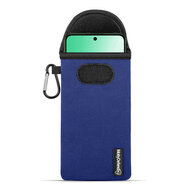 Hoesje voor Oppo Reno12 F - MobyDefend Neopreen Pouch Met Karabijnhaak - Insteekhoesje - Riemlus Hoesje - Blauw