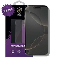 2-Pack MobyDefend iPhone 16 Pro Screenprotectors - HD Privacy Glass Screensavers