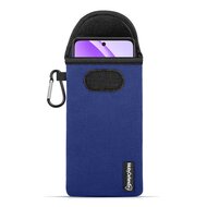 Hoesje voor Oppo A40 - MobyDefend Neopreen Pouch Met Karabijnhaak - Insteekhoesje - Riemlus Hoesje - Blauw