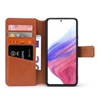 Samsung Galaxy A53 Hoesje - Luxe MobyDefend Wallet Bookcase - Lichtbruin