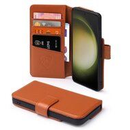 Samsung Galaxy S23 Ultra Hoesje - Luxe MobyDefend Wallet Bookcase - Lichtbruin