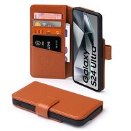 Samsung Galaxy S24 Ultra Hoesje - Luxe MobyDefend Wallet Bookcase - Lichtbruin