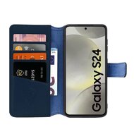 Samsung Galaxy S24 Hoesje - Luxe MobyDefend Wallet Bookcase - Blauw