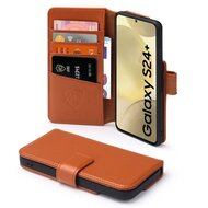 Samsung Galaxy S24 Plus (S24+) Hoesje - Luxe MobyDefend Wallet Bookcase - Lichtbruin