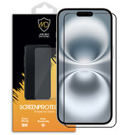 iPhone 16 Screenprotector - MobyDefend Screensaver Met Zwarte Randen - Gehard Glas 