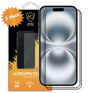 2-Pack iPhone 16 Screenprotectors - MobyDefend Screensavers Met Zwarte Randen - Gehard Glas 