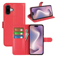 iPhone 16 Hoesje - MobyDefend Kunstleren Wallet Book Case (Sluiting Voorkant) - Rood