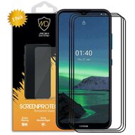 3-Pack Nokia 1.4 Screenprotectors - MobyDefend Screensaver Met Zwarte Randen - Gehard Glas