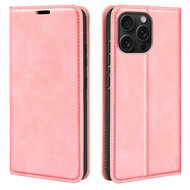 iPhone 16 Pro Hoesje - Luxe Wallet Bookcase (Magnetische Sluiting) - Roze