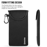 Hoesje voor Samsung Galaxy S24 FE - MobyDefend Neopreen Pouch Met Karabijnhaak - Insteekhoesje - Riemlus Hoesje - Zwart