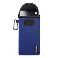 Hoesje voor Xiaomi 14T - MobyDefend Neopreen Pouch Met Karabijnhaak - Insteekhoesje - Riemlus Hoesje - Blauw