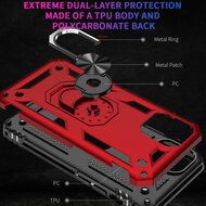 iPhone 12 / 12 Pro Hoesje - MobyDefend Pantsercase Met Draaibare Ring - Zilvergrijs