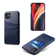 iPhone 12 / iPhone 12 Pro Hoesje - MobyDefend Lederen Backcover Met Vakjes Voor Pasjes - Blauw