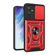 Samsung Galaxy A54 Hoesje - MobyDefend Pantsercase Met Draaibare Ring - Rood