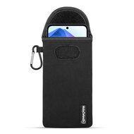 Hoesje voor Samsung Galaxy A55 - MobyDefend Neopreen Pouch Met Karabijnhaak - Insteekhoesje - Riemlus Hoesje - Zwart