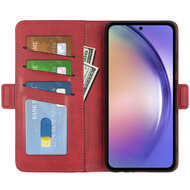 Samsung Galaxy A55 Hoesje - MobyDefend Luxe Wallet Book Case (Sluiting Zijkant) - Rood