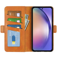 Samsung Galaxy A55 Hoesje - MobyDefend Luxe Wallet Book Case (Sluiting Zijkant) - Lichtbruin