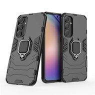 Samsung Galaxy A55 Hoesje - MobyDefend Dubbelgelaagde Pantsercase Met Standaard - Zwart