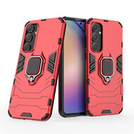 Samsung Galaxy A55 Hoesje - MobyDefend Dubbelgelaagde Pantsercase Met Standaard - Rood