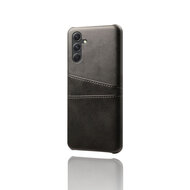 Samsung Galaxy A55 Hoesje - MobyDefend Lederen Backcover Met Vakjes Voor Pasjes - Zwart