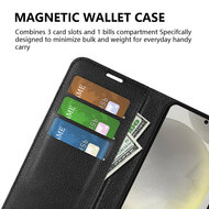 Samsung Galaxy S24 FE Hoesje - MobyDefend Kunstleren Wallet Book Case (Sluiting Voorkant) - Zwart