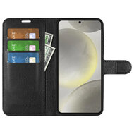 Samsung Galaxy S24 FE Hoesje - MobyDefend Kunstleren Wallet Book Case (Sluiting Voorkant) - Zwart