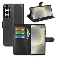 Samsung Galaxy S24 FE Hoesje - MobyDefend Kunstleren Wallet Book Case (Sluiting Voorkant) - Zwart