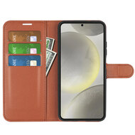 Samsung Galaxy S24 FE Hoesje - MobyDefend Kunstleren Wallet Book Case (Sluiting Voorkant) - Bruin