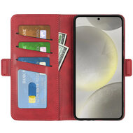 Samsung Galaxy S24 FE Hoesje - MobyDefend Luxe Wallet Book Case (Sluiting Zijkant) - Rood