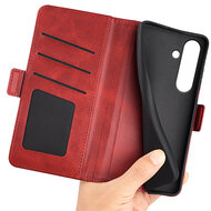 Samsung Galaxy S24 FE Hoesje - MobyDefend Luxe Wallet Book Case (Sluiting Zijkant) - Rood