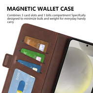 Samsung Galaxy S24 FE Hoesje - MobyDefend Luxe Wallet Book Case (Sluiting Zijkant) - Lichtbruin