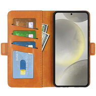 Samsung Galaxy S24 FE Hoesje - MobyDefend Luxe Wallet Book Case (Sluiting Zijkant) - Lichtbruin