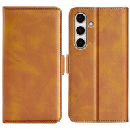 Samsung Galaxy S24 FE Hoesje - MobyDefend Luxe Wallet Book Case (Sluiting Zijkant) - Lichtbruin