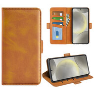 Samsung Galaxy S24 FE Hoesje - MobyDefend Luxe Wallet Book Case (Sluiting Zijkant) - Lichtbruin