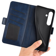 Samsung Galaxy S24 FE Hoesje - MobyDefend Luxe Wallet Book Case (Sluiting Zijkant) - Blauw